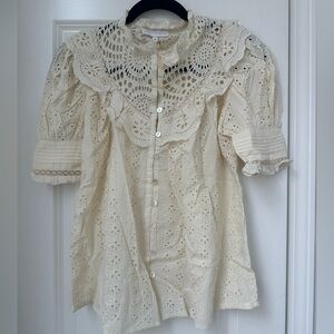 House Of Harlow 1960 Eyelet Ruffle Blouse